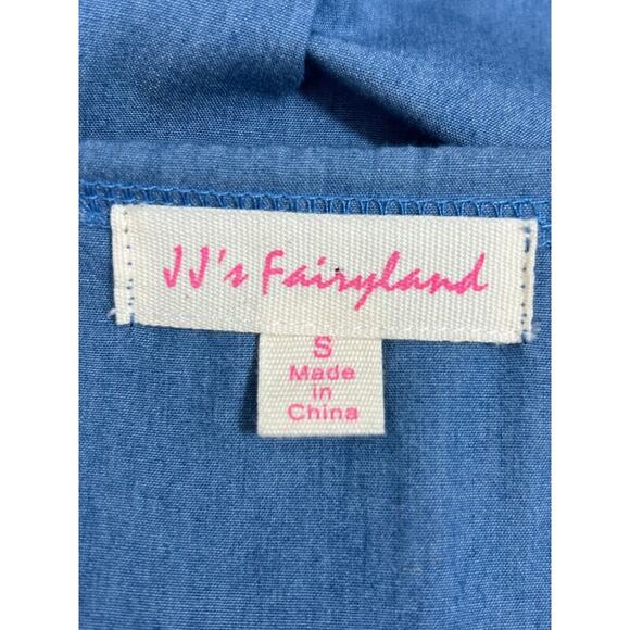 J J's Fairyland Dress Size Small Chambray Embroidered Tassle Tie Prairie Cottage - Picture 6 of 10